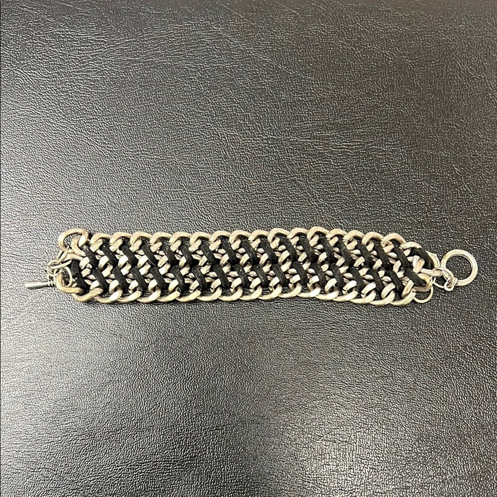 Stylish Black and Silver Chain Bracelet